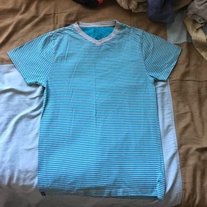 Men striped V-neck shirt